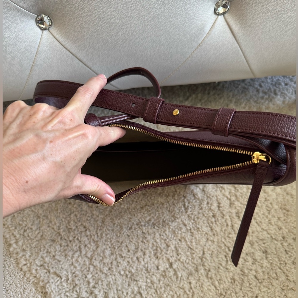 Polene Numero Dix Large Burgundy Sandalwood Leather Shoulder Crossbody Handbag - Picture 4 of 16